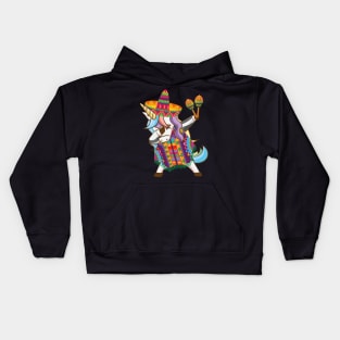 Mexican Dabbing Unicorn Cinco De Mayo Poncho Sombrero Maracas Kids Hoodie